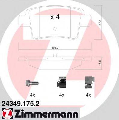 Комплект тормозных колодок, дисковый тормоз ZIMMERMANN 243491752