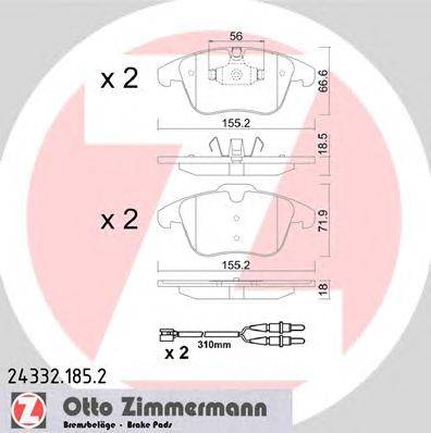 Комплект тормозных колодок, дисковый тормоз ZIMMERMANN 24332.185.2