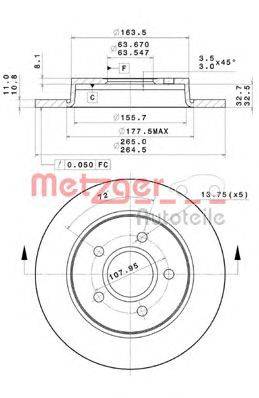 Тормозной диск METZGER 14902V