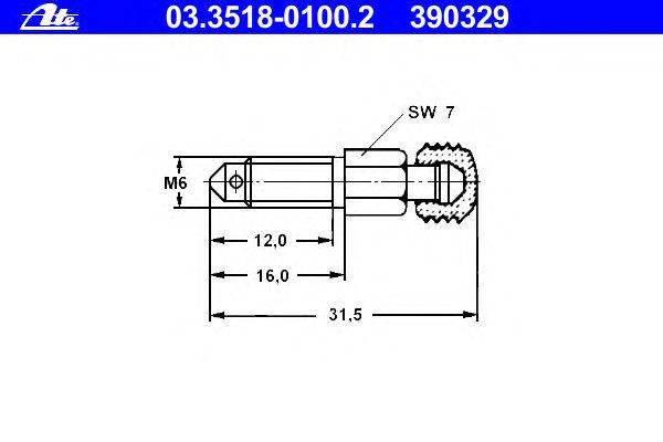 Болт воздушного клапана / вентиль ATE 390329