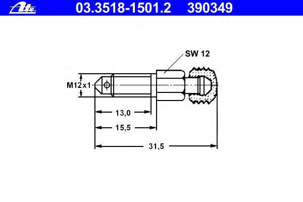 Болт воздушного клапана / вентиль ATE 390349