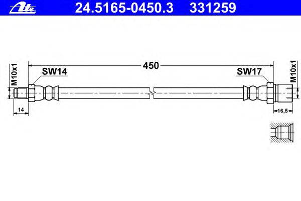 Тормозной шланг ATE 24.5165-0450.3