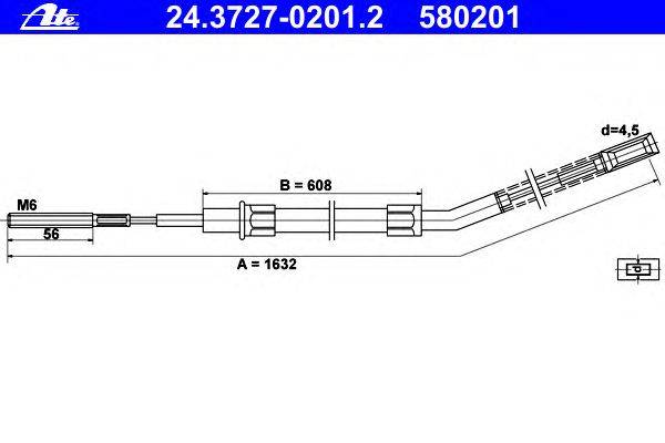 Трос, стояночная тормозная система ATE 24.3727-0201.2