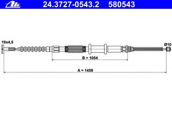 Трос, стояночная тормозная система ATE 24.3727-0543.2