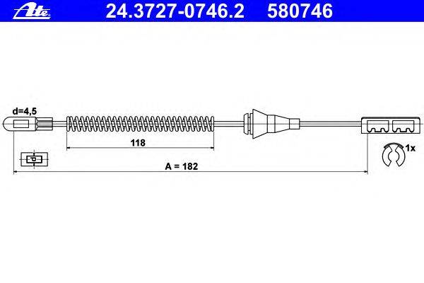 Трос, стояночная тормозная система ATE 24.3727-0746.2