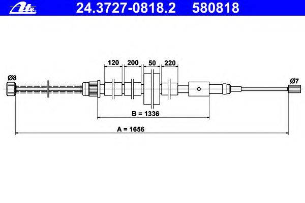 Трос, стояночная тормозная система ATE 24.3727-0818.2