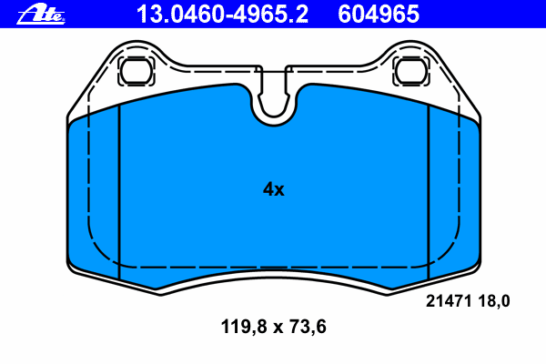 Комплект тормозных колодок, дисковый тормоз ATE 13046049652