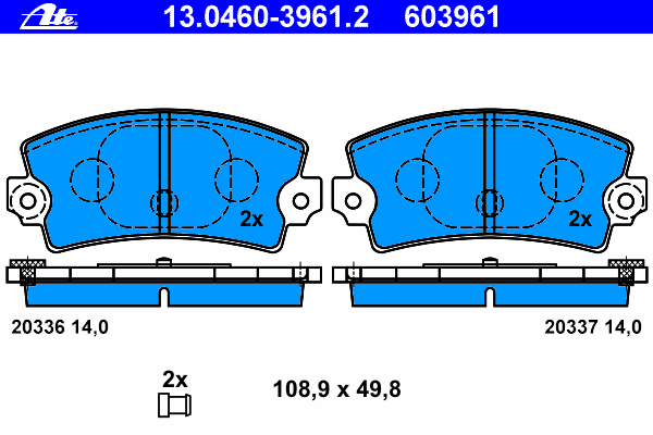 Комплект тормозных колодок, дисковый тормоз ATE 13.0460-3961.2