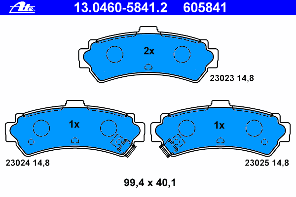 Комплект тормозных колодок, дисковый тормоз ATE 23024