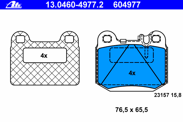 Комплект тормозных колодок, дисковый тормоз ATE 23157