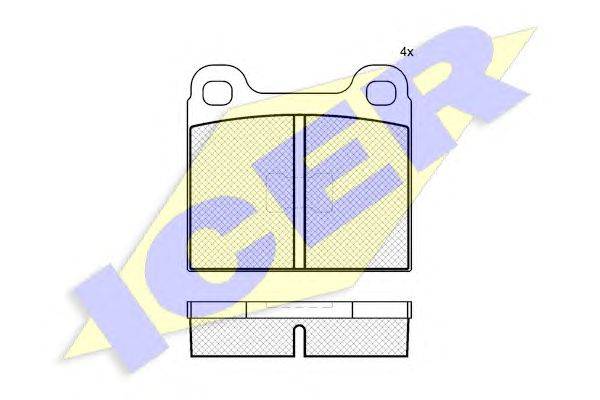 Комплект тормозных колодок, дисковый тормоз ICER 180169