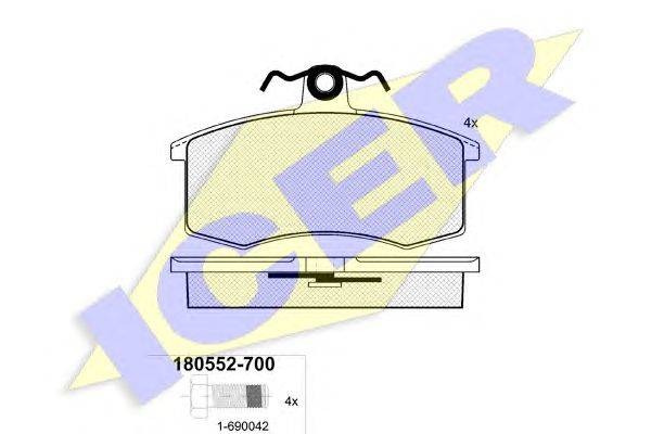 Комплект тормозных колодок, дисковый тормоз ICER 20789