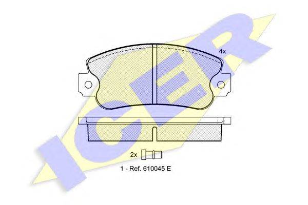 Комплект тормозных колодок, дисковый тормоз ICER 180838