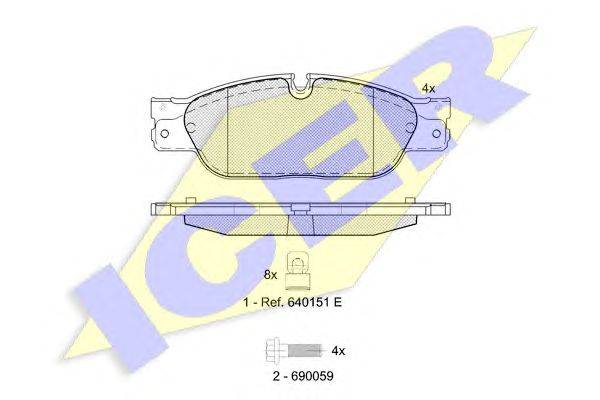 Комплект тормозных колодок, дисковый тормоз ICER 181672