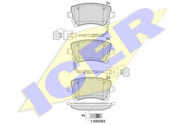 Комплект тормозных колодок, дисковый тормоз ICER 23883