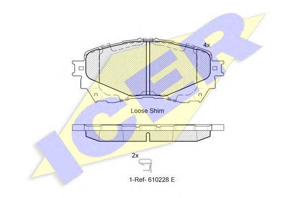 Комплект тормозных колодок, дисковый тормоз ICER 182126