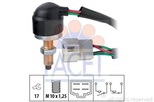 Выключатель фонаря сигнала торможения; Выключатель, привод сцепления (Tempomat) FACET 7.1166