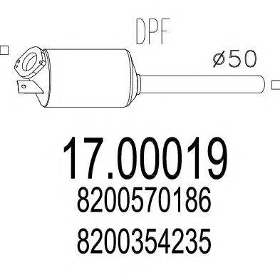 Сажевый / частичный фильтр, система выхлопа ОГ MTS 17.00019