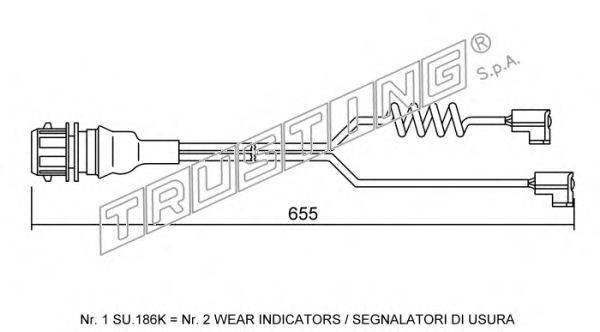 Сигнализатор, износ тормозных колодок TRUSTING SU.186K