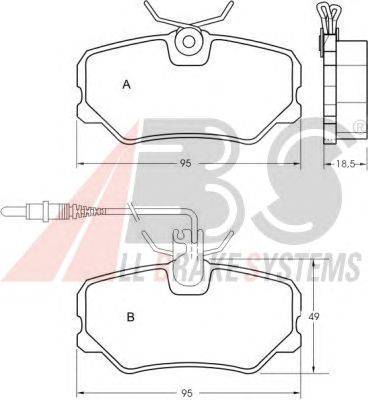 Комплект тормозных колодок, дисковый тормоз A.B.S. 36651 OE