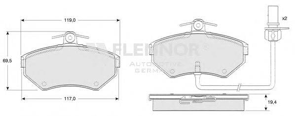 Комплект тормозных колодок, дисковый тормоз FLENNOR FB210446