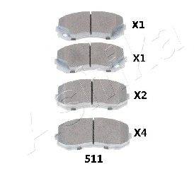 Комплект тормозных колодок, дисковый тормоз ASHIKA 50-05-511