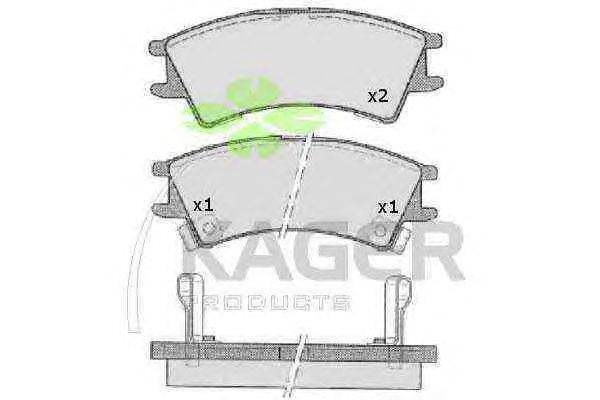 Комплект тормозных колодок, дисковый тормоз KAGER 350065
