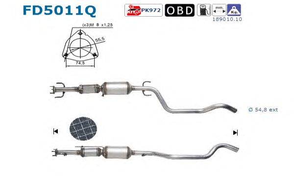 Сажевый / частичный фильтр, система выхлопа ОГ AS FD5011Q
