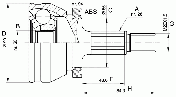 Шарнирный комплект, приводной вал OPEN PARTS CVJ5170.10