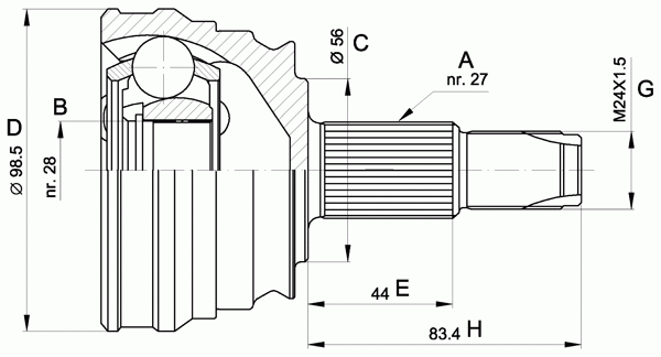 Шарнирный комплект, приводной вал OPEN PARTS CVJ5506.10