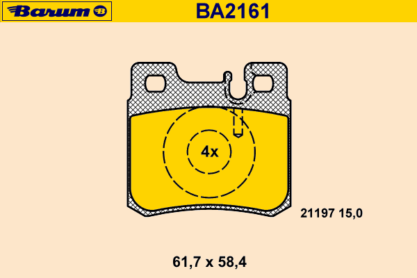 Комплект тормозных колодок, дисковый тормоз BARUM BA2161