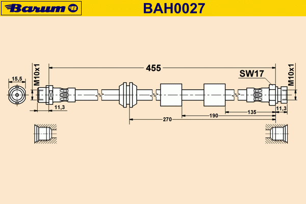 Тормозной шланг BARUM BAH0027