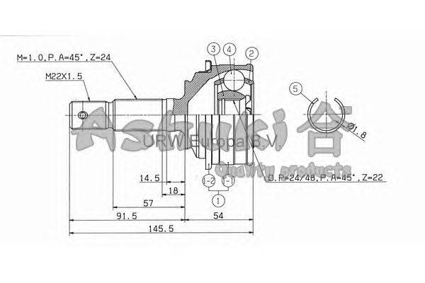 Шарнирный комплект, приводной вал ASHUKI DA-310