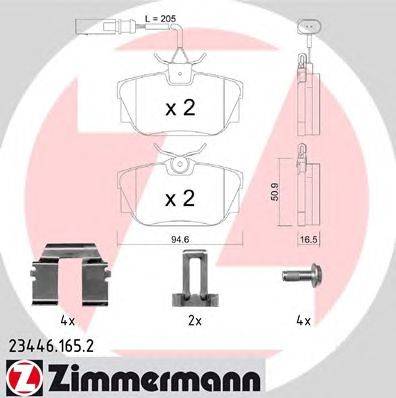 Комплект тормозных колодок, дисковый тормоз ZIMMERMANN 23446.165.2