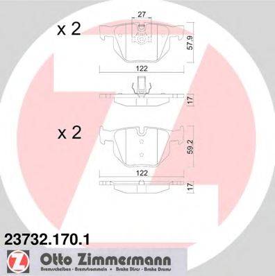 Комплект тормозных колодок, дисковый тормоз ZIMMERMANN 237321701