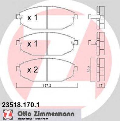 Комплект тормозных колодок, дисковый тормоз ZIMMERMANN 23518