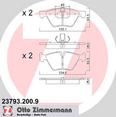 Комплект тормозных колодок, дисковый тормоз ZIMMERMANN 237932009