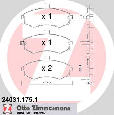 Комплект тормозных колодок, дисковый тормоз ZIMMERMANN 24032