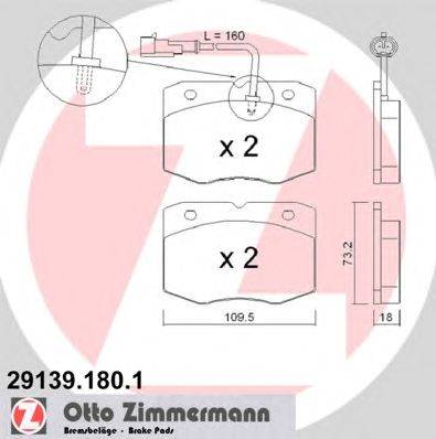 Комплект тормозных колодок, дисковый тормоз ZIMMERMANN 29037
