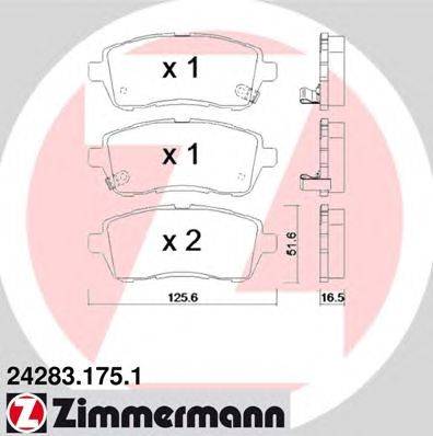 Комплект тормозных колодок, дисковый тормоз ZIMMERMANN 24283.175.1