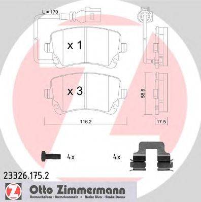 Комплект тормозных колодок, дисковый тормоз ZIMMERMANN 23326.175.2