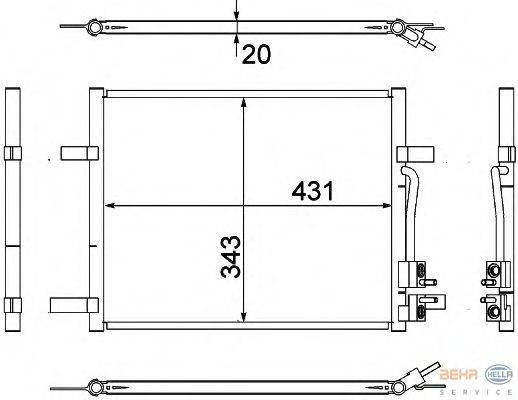 Конденсатор, кондиционер BEHR HELLA SERVICE 8FC 351 304-791