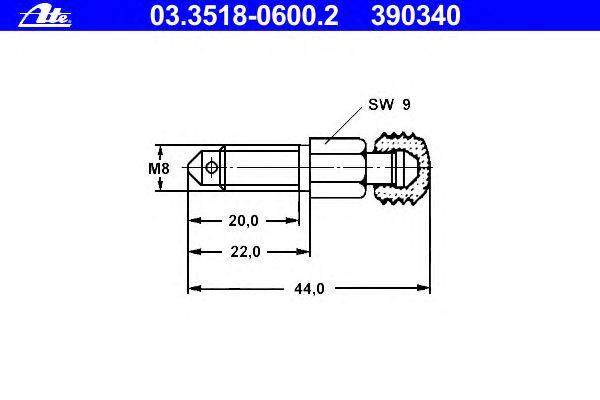 Болт воздушного клапана / вентиль ATE 390340