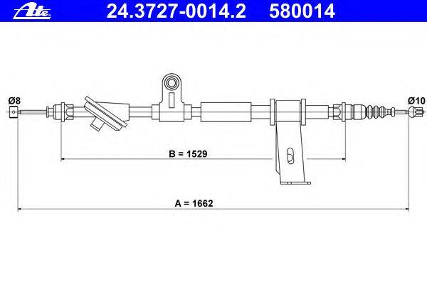 Трос, стояночная тормозная система ATE 580014