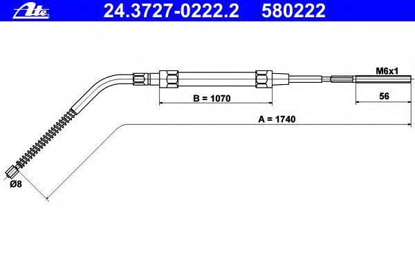 Трос, стояночная тормозная система ATE 24.3727-0222.2