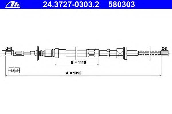 Трос, стояночная тормозная система ATE 24.3727-0303.2