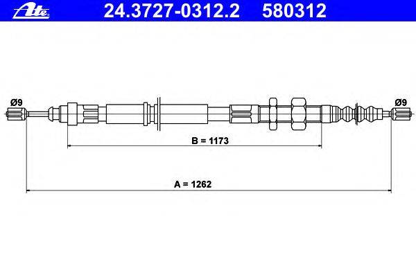 Трос, стояночная тормозная система ATE 24.3727-0312.2