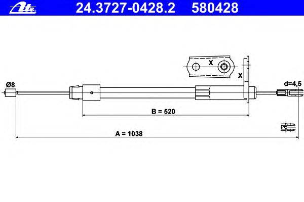 Трос, стояночная тормозная система ATE 24.3727-0428.2