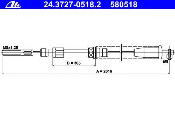 Трос, стояночная тормозная система ATE 24.3727-0518.2
