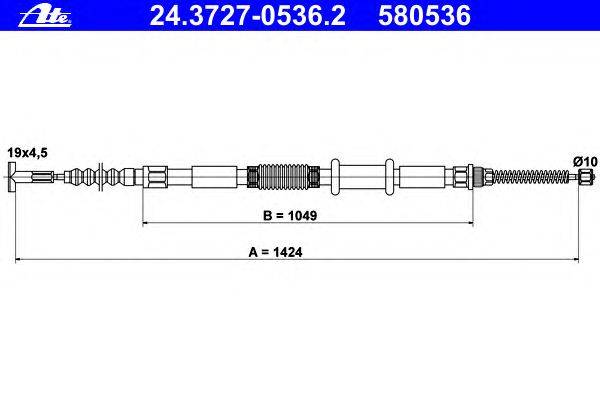 Трос, стояночная тормозная система ATE 24.3727-0536.2
